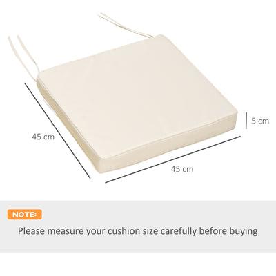 Outsunny Set of 2 Garden Chair Cushions with Ties, 45 x 45 cm Replacement Cushions for Outdoor Furniture, Cream White 