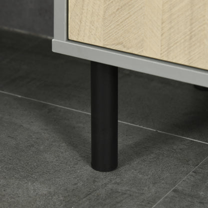 kleankin Bathroom Furniture Set with Doors, Tall Bathroom Cabinet with Adjustable Shelves, Under Sink Cabinet, Grey