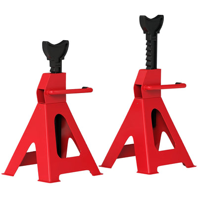 HOMCOM Axle Stands 2 Ton Car Jack Stands Pack of 2, 28-42.5 cm Height Adjustable Support Jack Stand, Heavy Duty Car Lift Tool for Vehicles, Caravans, Workshops, Garages, Red 