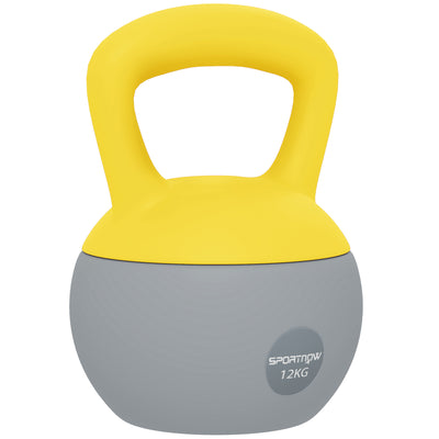 SPORTNOW 12KG Soft Kettlebell, Kettlebell with Non-Slip Handle for Home Gym, Weight Lifting, Strength Training, Yellow/Grey 