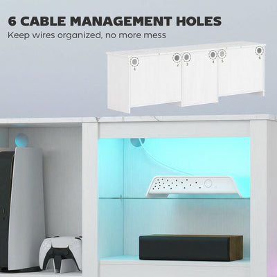 HOMCOM 70in TV Stand, with LED Lights and Storage - White 