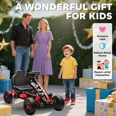 AIYAPLAY Pedal Go Kart for Kids Aged 3-6 Years, with Freewheel System, Brake, EVA Anti-Slip Wheels, Red 