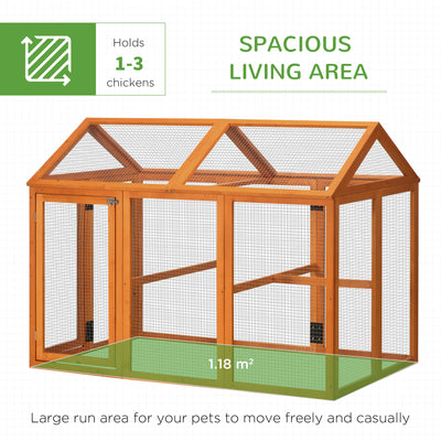 PawHut Large Chicken Run, Wooden Chicken coop, with Combinable Design - Wood Effect 