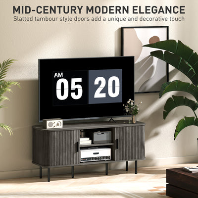 HOMCOM TV Stand Cabinet for TVs up to 55 Inches, TV Unit with Storage Shelves and Cupboard for Living Room, Grey 