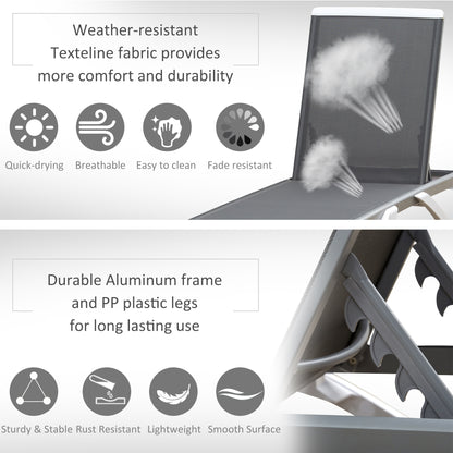 Outsunny Aluminium Frame Sun Lounger, with Adjustable Back - Grey 