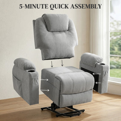 HOMCOM Power Lift Recliner Chair with Pocket Spring, Electric Lift Chair with Wide Backrest, Light Grey 