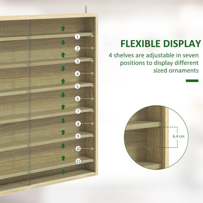 HOMCOM Six Shelf Display Cabinet, with Glass Doors - Oak 