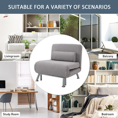 HOMCOM Adjustable Back Futon Sofa Chair - Grey 