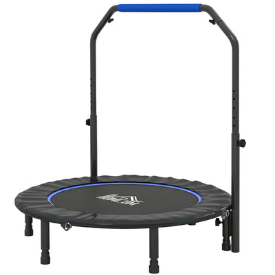 HOMCOM 45" Foldable Mini Fitness Trampoline, with Adjustable Foam Handle, Blue 