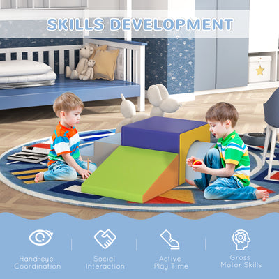 HOMCOM 4-Piece Soft Play Set for Toddlers, Multicoloured 