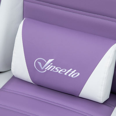 Vinsetto Racing Gaming Chair, Reclining PU Leather Computer Chair with Removable Rabbit Ears, Footrest, Headrest and Lumber Support, Purple 