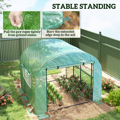 Outsunny 300 x 300cm Walk-In Polytunnel Greenhouse - Green 