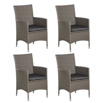 Outsunny Set of Four Rattan Armchairs, with Cushions - Grey 