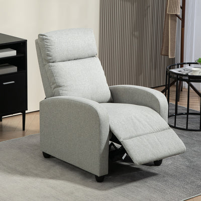 HOMCOM 135\'c2\'b0 Push Back Recliner Armchair, with Footrest - Grey 