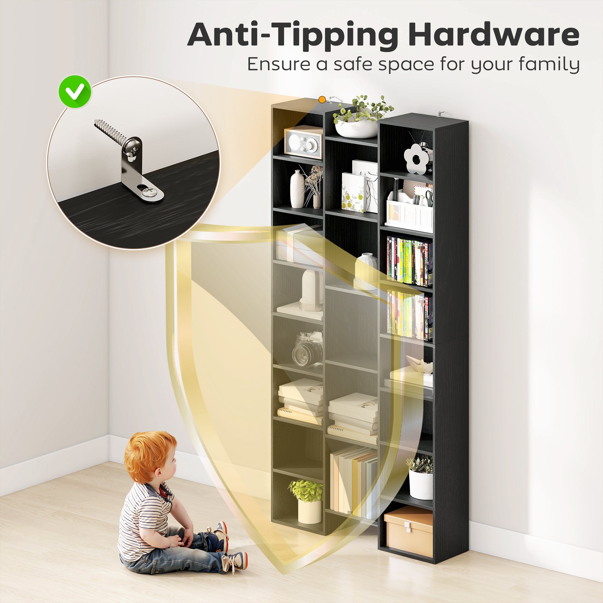 HOMCOM 21-Compartment Bookshelf - Black 