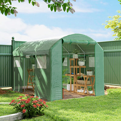 Outsunny 9.8 x 6.6ft Walk-In Polytunnel Greenhouse - Green 