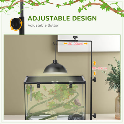 PawHut Adjustable Height and Length Reptile Lamp Stand Holder with Hook Hanging, Base - Black 