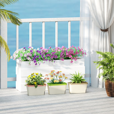 Outsunny Set of 3 Self Watering Plant Pots Outdoor, 27cm Rectangular Garden Planters with Visual Water Level Window, Plastic Flower Pots for Indoor Outdoor Garden Balcony Windowsil 