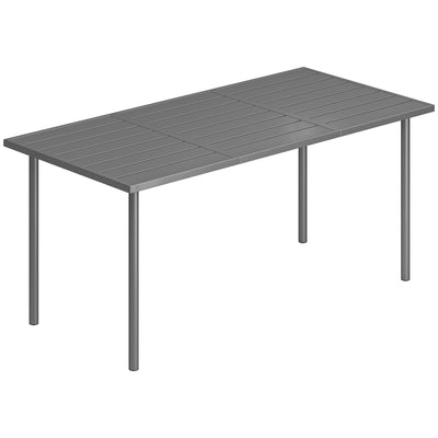 Outsunny Garden Dining Table for 6 Person, 165 x 80 cm Rectangular Outdoor Dining Table with Slatted Top 