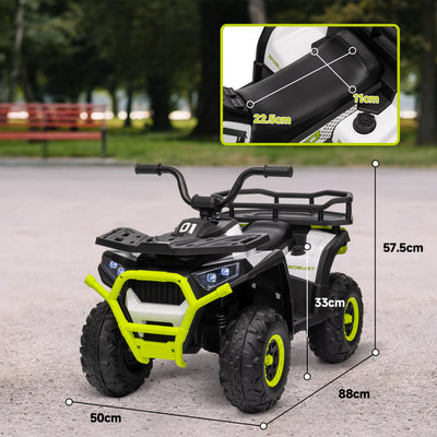 AIYAPLAY 12V Kids Electric Ride on ATV, Battery Powered Quad Bike w/ Spring Suspension, Forward Backward, Storage Basket - Green 