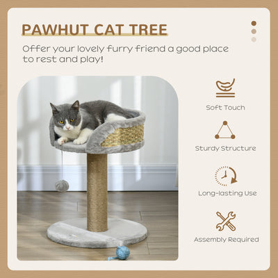 PawHut Cat Tree Tower with Scratching Posts, Grey 