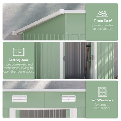 Outsunny 7 x 4ft Outdoor Garden Metal Storage Shed, Tool Storage Box for Backyard, Patio and Lawn, Light Green 
