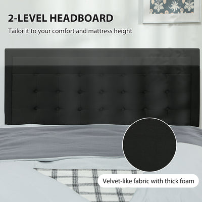 HOMCOM Double Ottoman Bed Frame, with Front Drawer - Black 