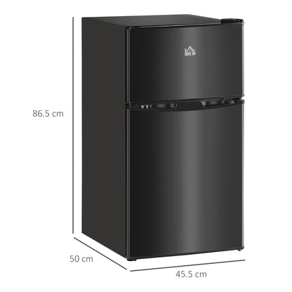 HOMCOM 88L Under Counter Fridge Freezer, Small Refrigerator with 5-Setting, 3 Star Freezer Rating, Black