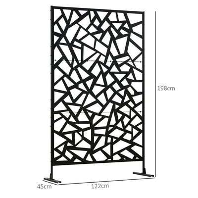 Outsunny Freestanding Garden Partition Screen Metal Decorative Outdoor Divider with Expansion Screws for Garden Patio Deck 