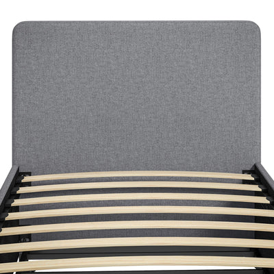 HOMCOM 3ft Single Bed Frame with Trundle, Upholstered Pull Out Trundle Bed with Headboard and Footboard, Dark Grey