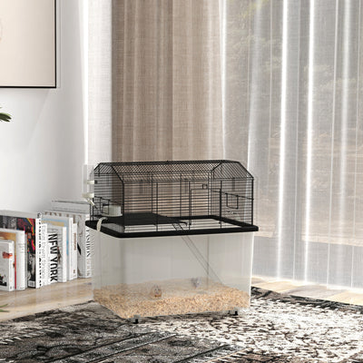 PawHut Two-Tier Gerbil Cage, Hamster Cage for Dwarf Hamster, Syrian Hamster w/ Wheels, Deep Bottom, Food Dish, Water Bottle 