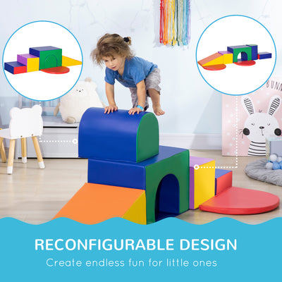 HOMCOM Seven-Piece Kids Soft Playset, for Toddlers - Multicoloured 