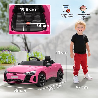HOMCOM Audi Licensed 12V Kids Electric Ride-On, with Remote Control, Suspension System, Lights, Music, Motor - Pink 