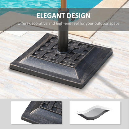 Outsunny 9kg Square Garden Parasol Base Holder Resin Outdoor Market Umbrella Stand with Adjustable Coupler, Bronze 