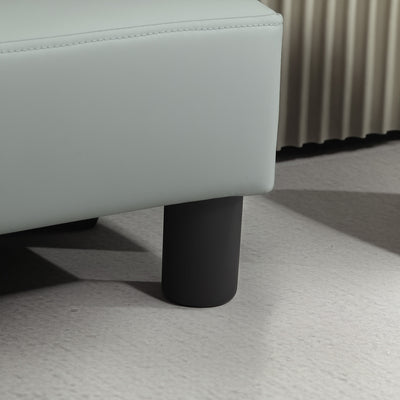 HOMCOM PU Leather Footstool with 4 Plastic Legs, Grey 