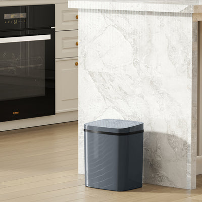 HOMCOM 15L Sensor Bin, Automatic Touchless Kitchen Bin, Easy Clean, Battery Operated for Home Office, Bedroom, Bathroom, Grey 