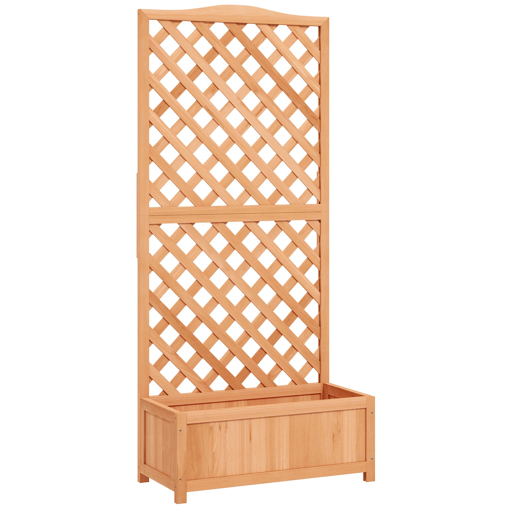 Outsunny Wooden Planter with Trellis, Freestanding Raised Bed for Garden with Lattice, Outdoor Planter Box for Climbing Plants, Vines, Flowers, 76 x 36 x 170 cm, Natural 