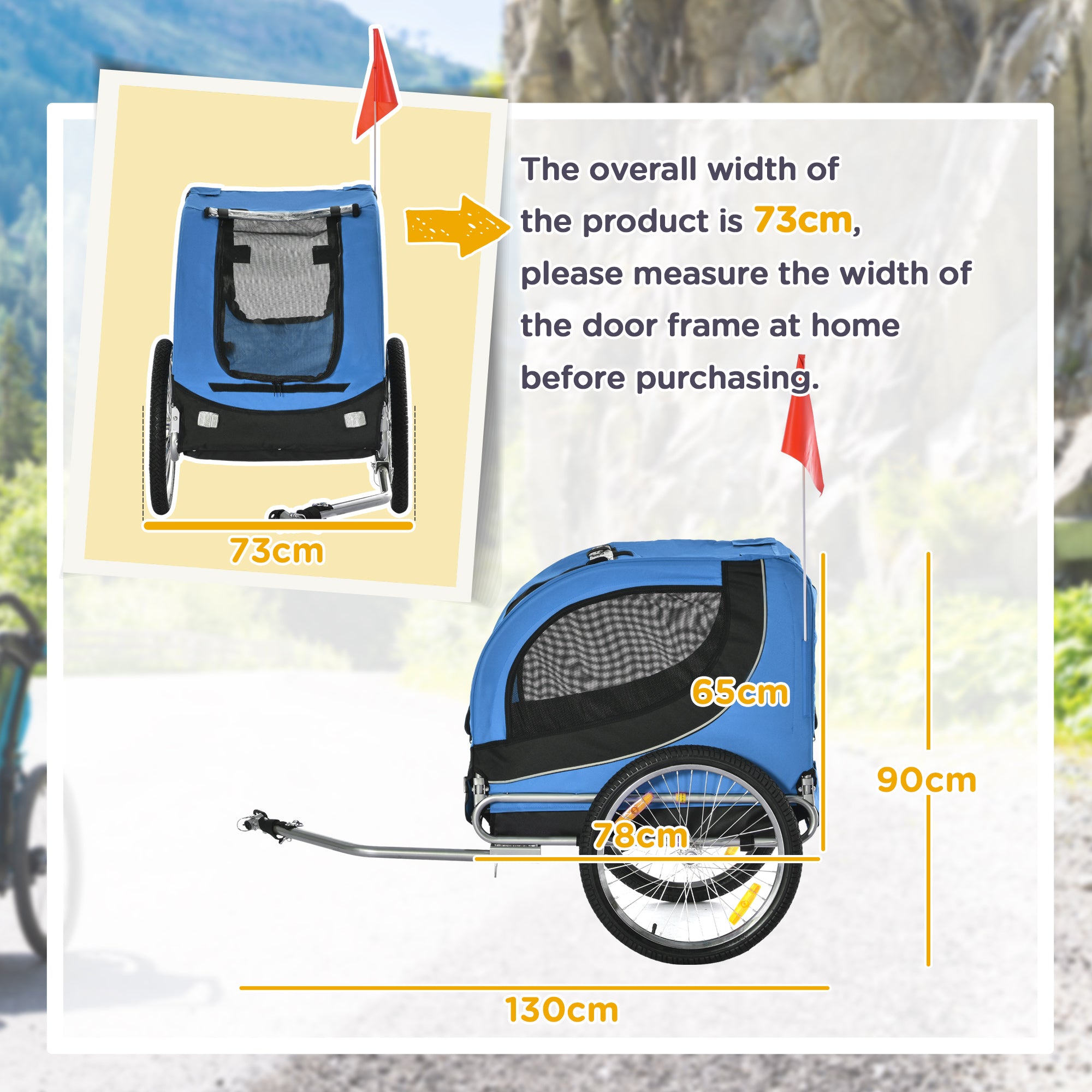 PawHut Steel Dog Bike Trailer Pet Cart Carrier for Bicycle Kit Water Resistant with Hitch Coupler Travel Black and Blue 