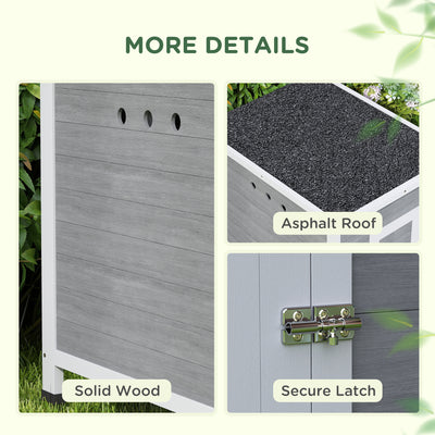 PawHut Wooden Duck House with Ramp, Double Doors, Openable Asphalt Roof, Ventilation Holes, Removable Base, Light Grey 