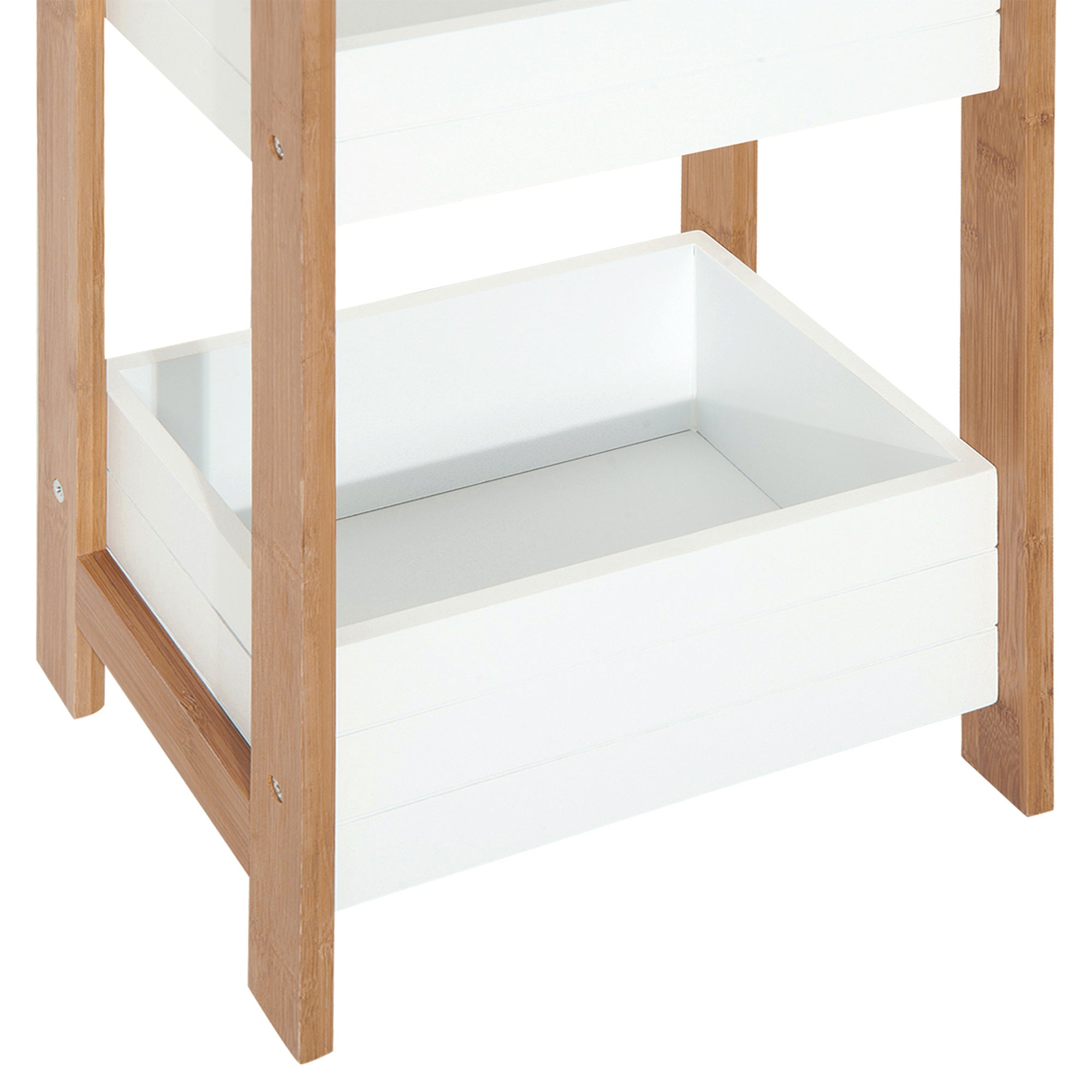 HOMCOM 3-Tier Bathroom Rack Storage Shelf Bamboo Organiser Shower Tower for Narrow Place 