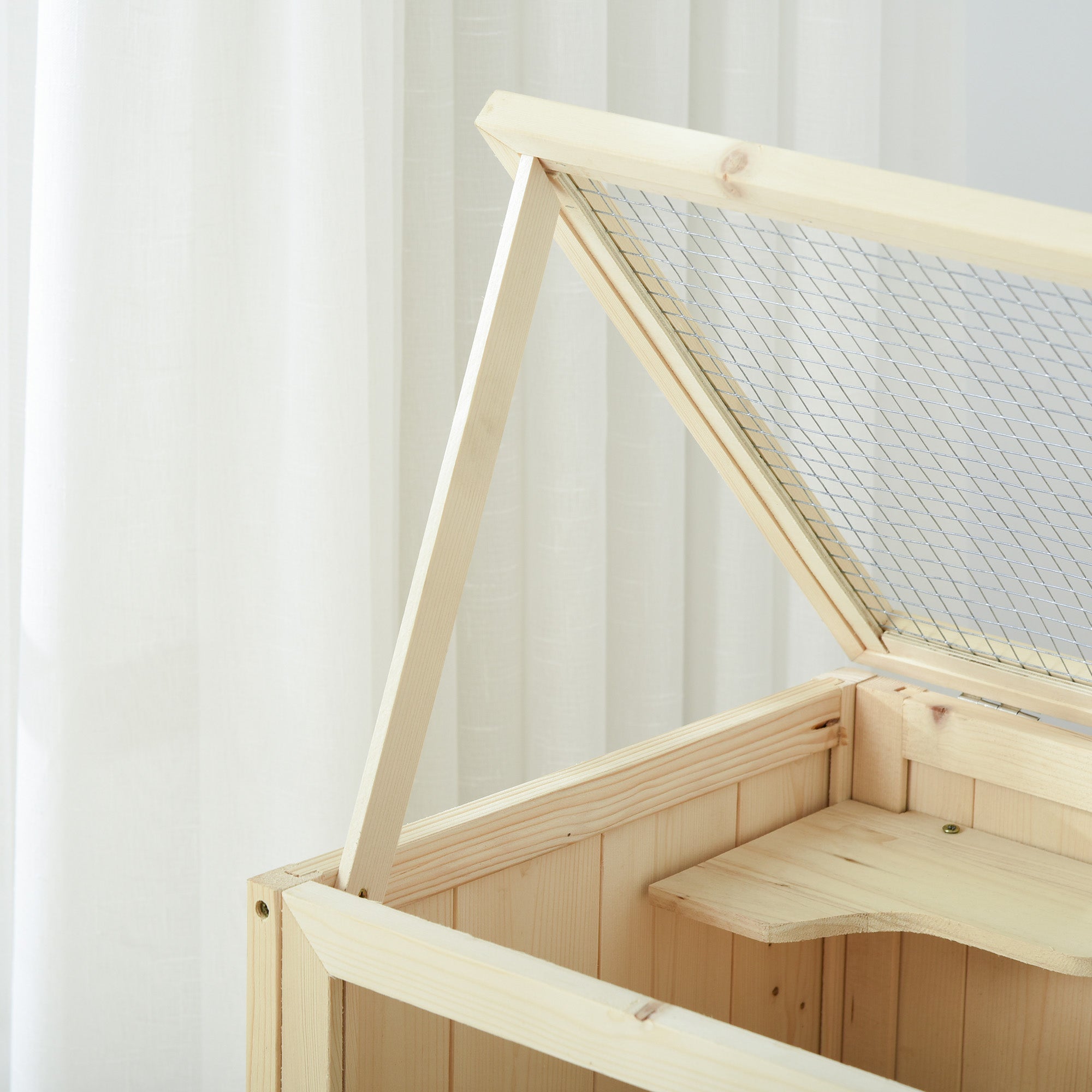 PawHut Wooden Hamster Cage with Storage Shelf, Small Animal Exercise Play House with Openable Top, for Hamsters, Gerbils, 60 x 40 x 80 cm - Natural 