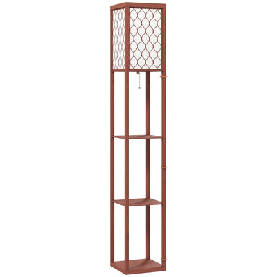 HOMCOM Three-Shelf Standing Lamp - Brown/White 