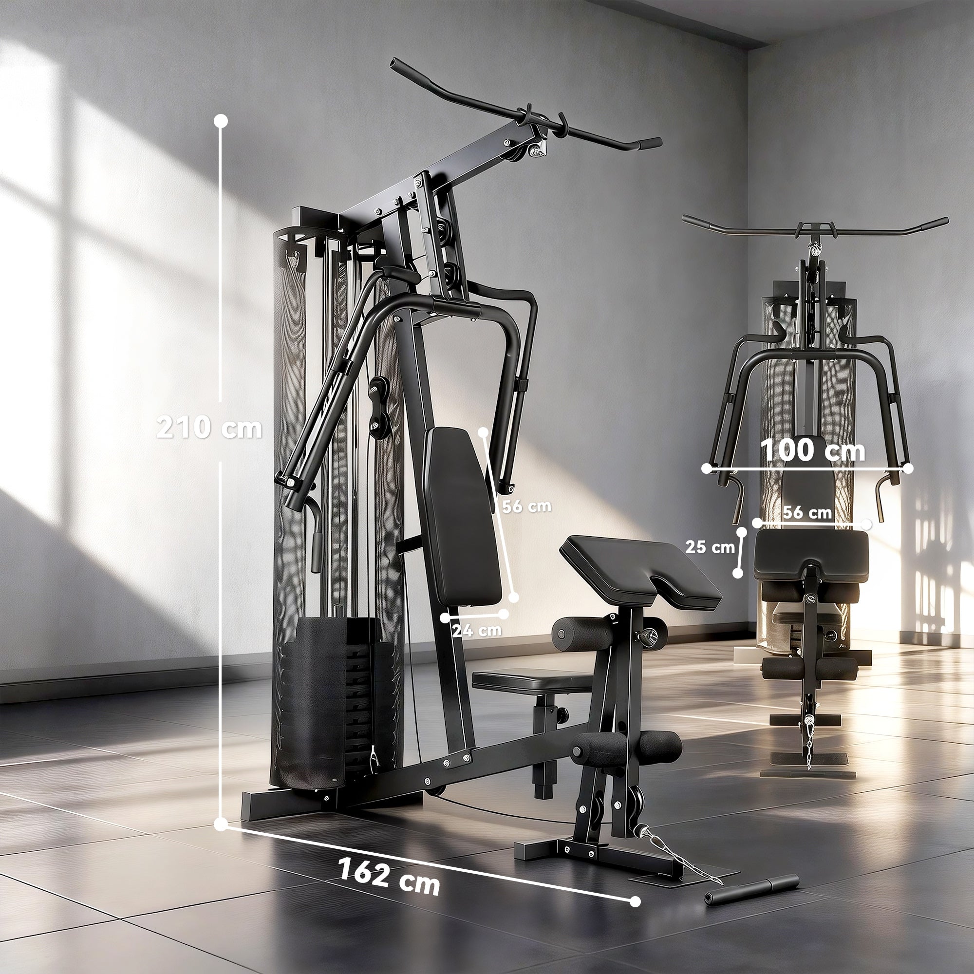 SPORTNOW Multi Gym with Adjustable Seat and Back, All in One Home Gym Machine with 45kg Weight Stack for Full Body Strength Training 