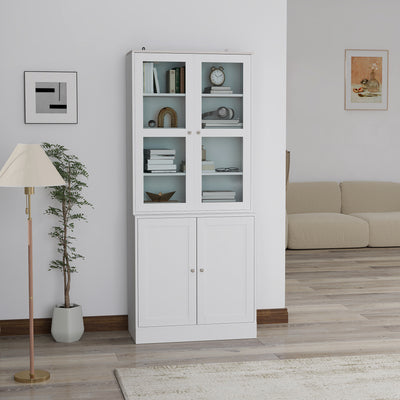 HOMCOM Double Storage Display Cabinet - White 