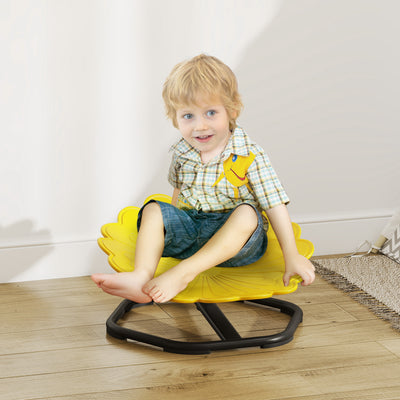 AIYAPLAY Flower-Shaped Sensory Spinning Chair with Non-Slip Base for Balance/Coordination, Yellow 