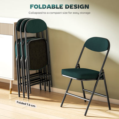 HOMCOM Set of Four Folding Corduroy Seat Chairs - Blue 