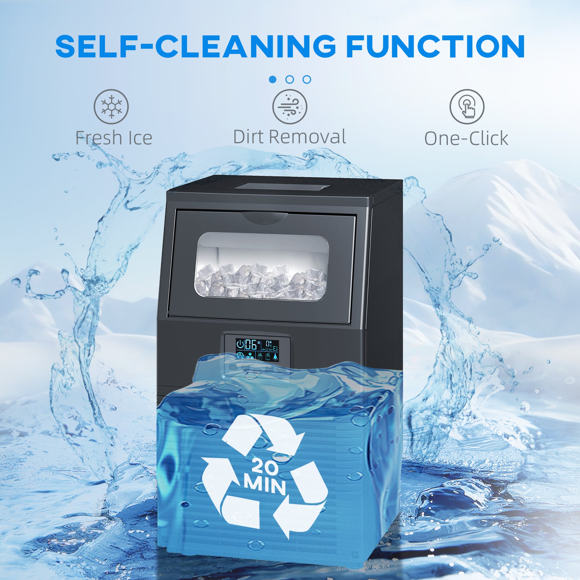 HOMCOM Commercial Ice Maker with 4kg Ice Storage - Black 