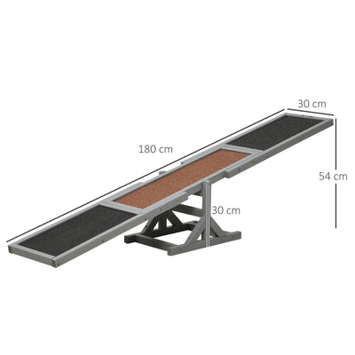 PawHut Wooden Pet Seesaw for Big Dogs, Dog Agility Equipment with Anti-Slip Surface - Grey 