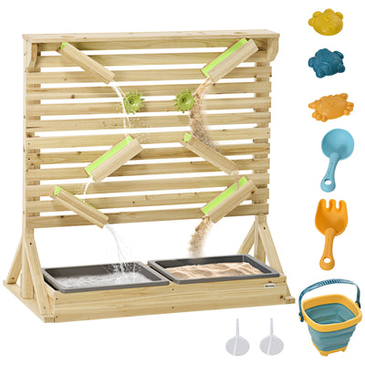 Outsunny Outdoor Kids Running Water and Sand Playset, with 18 Accessories 