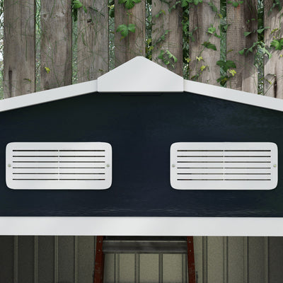 Outsunny 9 x 6ft Metal Garden Shed, Outdoor Storage Tool House with Ventilation Slots, Foundation Kit and Lockable Double Doors, Dark Grey 
